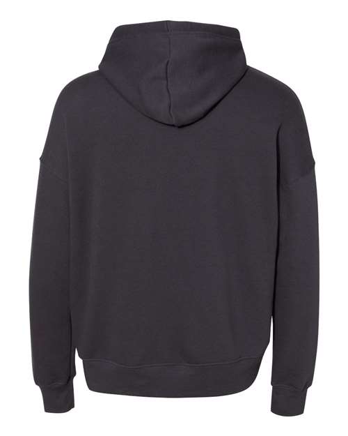 Unisex Sponge Fleece Drop Shoulder Hoodie Sweatshirt - Dark Grey Back