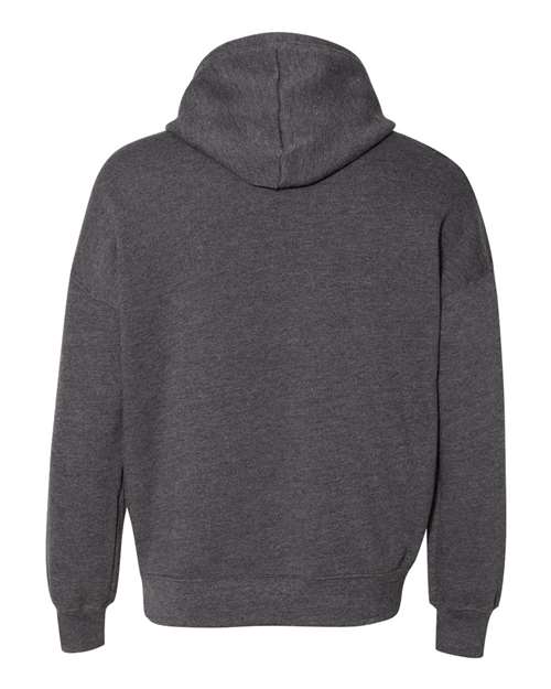 Unisex Sponge Fleece Drop Shoulder Hoodie Sweatshirt - Dark Grey Heather Back