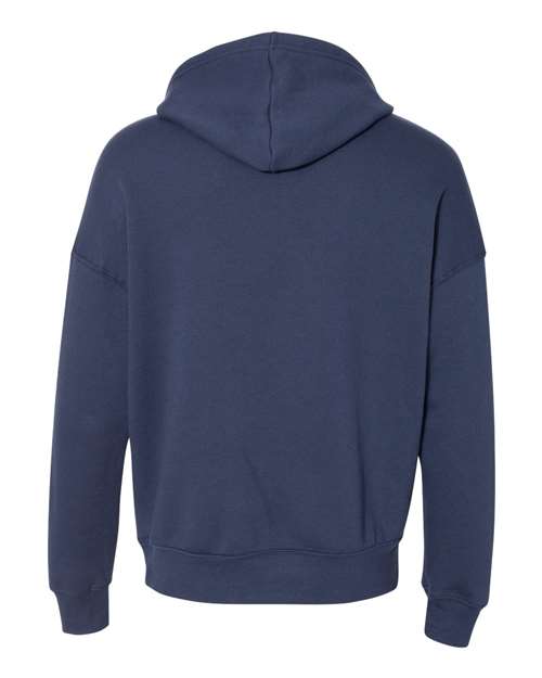 Unisex Sponge Fleece Drop Shoulder Hoodie Sweatshirt - Navy Back