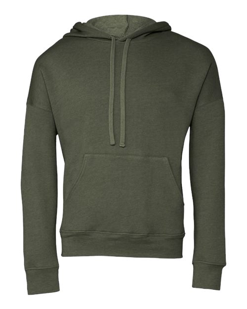 Unisex Sponge Fleece Drop Shoulder Hoodie Sweatshirt - Military Green Front