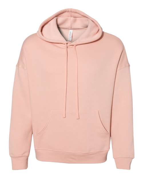 Unisex Sponge Fleece Drop Shoulder Hoodie Sweatshirt - Peach Front