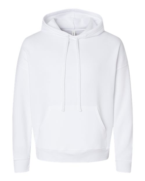 Unisex Sponge Fleece Drop Shoulder Hoodie Sweatshirt - White Front
