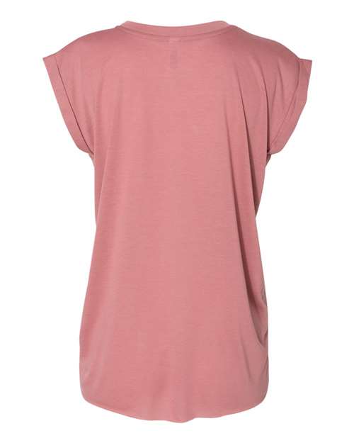 Women’s Flowy Rolled Cuffs Muscle Tee - Mauve Back