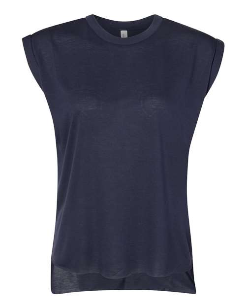 Women’s Flowy Rolled Cuffs Muscle Tee - Midnight Front