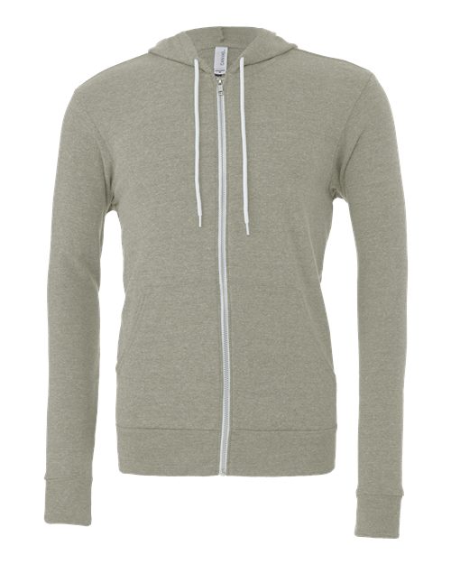 Unisex Sponge Fleece Full-Zip Hoodie Sweatshirt - Heather Stone Front