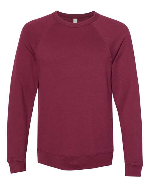 Unisex Sponge Fleece Raglan Crewneck Sweatshirt - Maroon Front