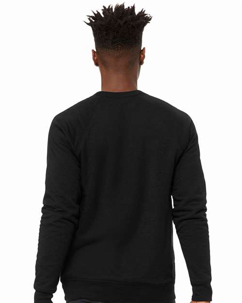 Unisex Sponge Fleece Raglan Crewneck Sweatshirt - Black Heather Back