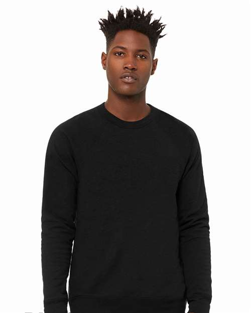 Unisex Sponge Fleece Raglan Crewneck Sweatshirt - Black Heather Front