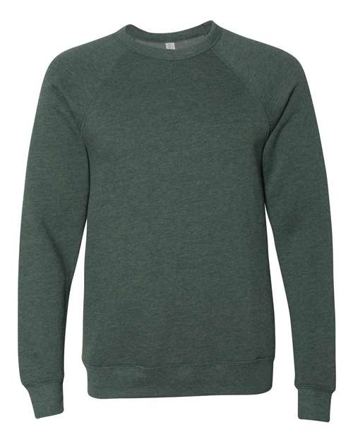 Unisex Sponge Fleece Raglan Crewneck Sweatshirt - Heather Forest Front