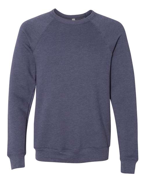 Unisex Sponge Fleece Raglan Crewneck Sweatshirt - Heather Navy Front