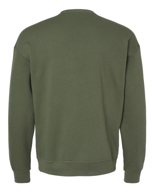 Unisex Sponge Fleece Drop Shoulder Crewneck Sweatshirt - Military Green Back