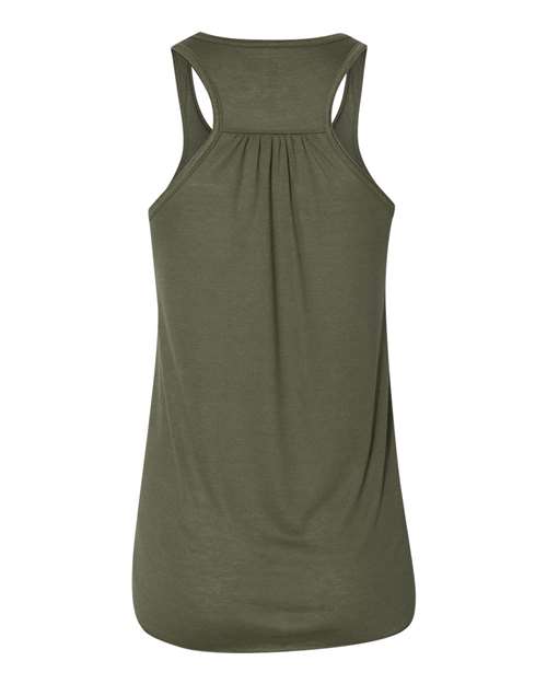 Women's Flowy Racerback Tank - Military Green Back