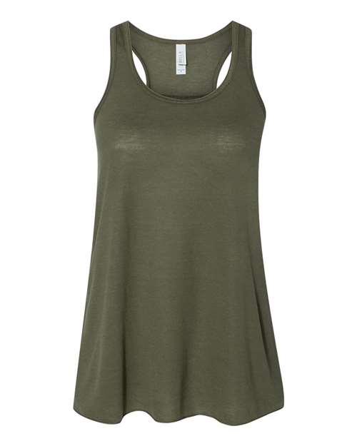 Women's Flowy Racerback Tank - Military Green Front