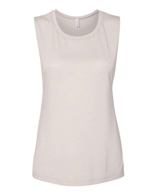 Women's Flowy Scoop Muscle Tank - Heather Dust Front