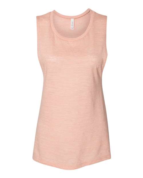 Women's Flowy Scoop Muscle Tank - Peach Slub Front
