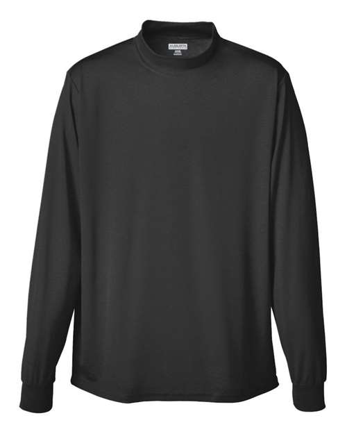 Unisex Wicking Mock Turtleneck - Black Front