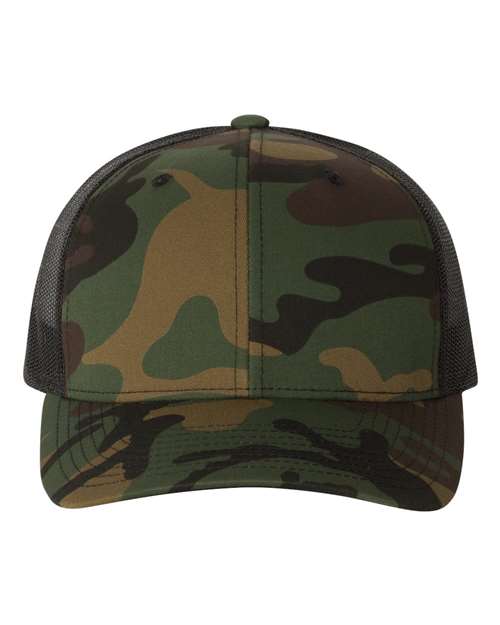 Retro Trucker Cap - Green Camo/ Black Front