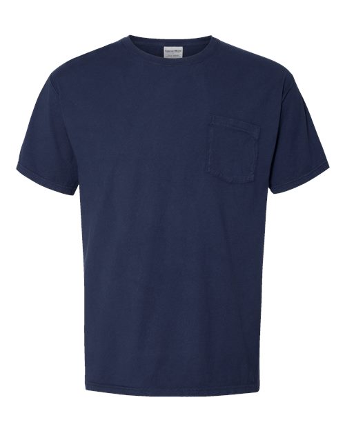 Unisex Garment-Dyed Pocket T-Shirt - Navy Front
