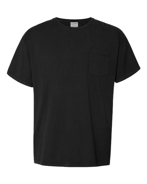 Unisex Garment-Dyed Pocket T-Shirt - Black Front