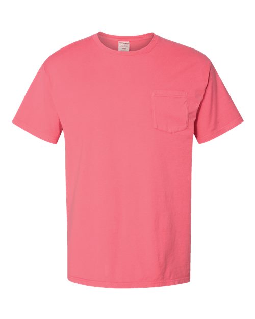 Unisex Garment-Dyed Pocket T-Shirt - Coral Craze Front