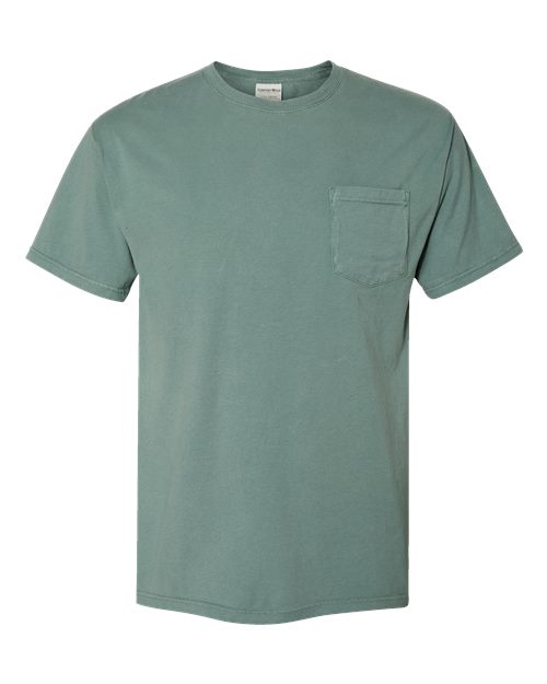 Unisex Garment-Dyed Pocket T-Shirt - Cypress Green Front