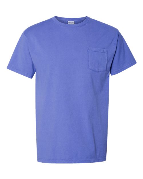Unisex Garment-Dyed Pocket T-Shirt - Deep Forte Blue Front