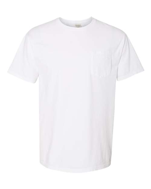 Unisex Garment-Dyed Pocket T-Shirt - White Front