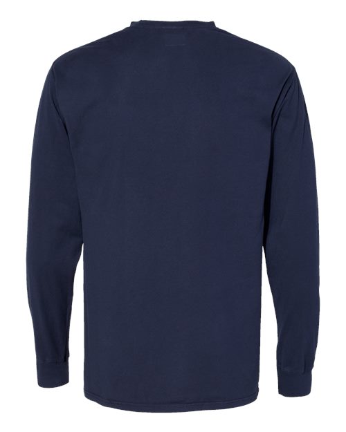 Unisex Garment-Dyed Long Sleeve T-Shirt - Navy Back