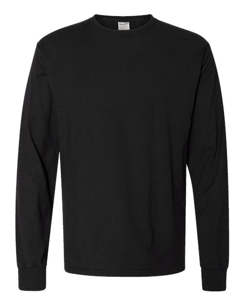 Unisex Garment-Dyed Long Sleeve T-Shirt - Black Front