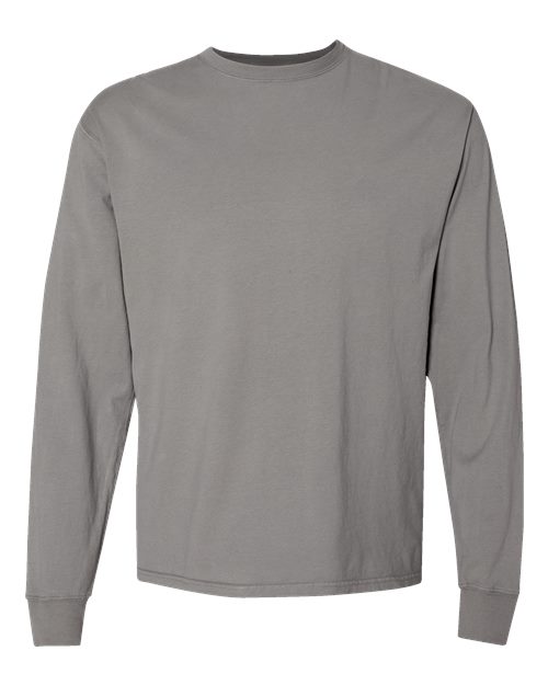 Unisex Garment-Dyed Long Sleeve T-Shirt - Concrete Grey Front