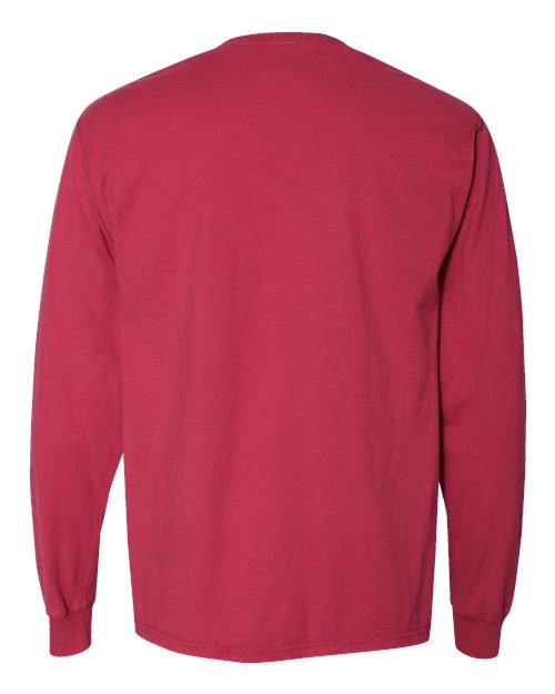Unisex Garment-Dyed Long Sleeve T-Shirt - Crimson Fall Back