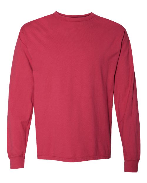 Unisex Garment-Dyed Long Sleeve T-Shirt - Crimson Fall Front