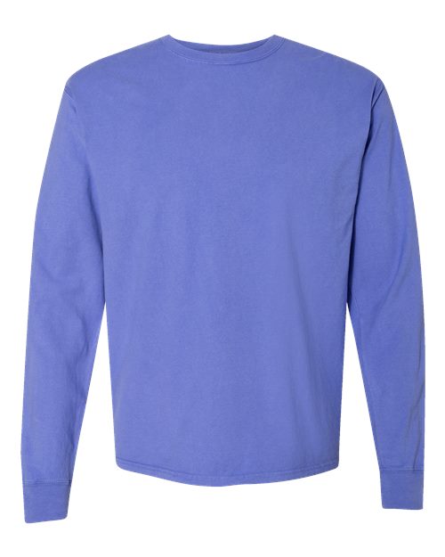 Unisex Garment-Dyed Long Sleeve T-Shirt - Deep Forte Blue Front