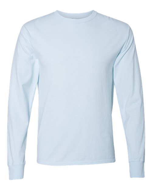 Unisex Garment-Dyed Long Sleeve T-Shirt - Soothing Blue Front