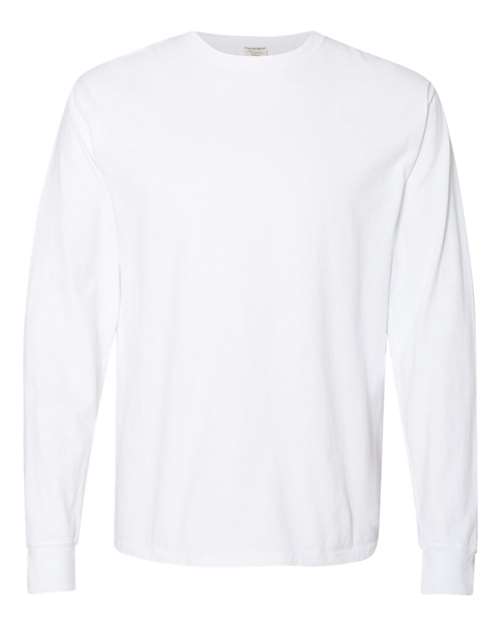 Unisex Garment-Dyed Long Sleeve T-Shirt - White Front