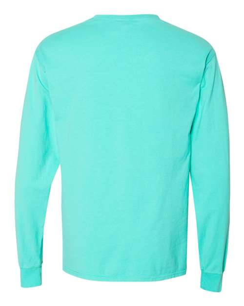 Unisex Garment-Dyed Long Sleeve T-Shirt With a Pocket - Mint Back