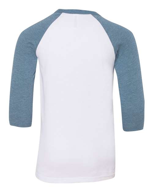 Youth Three-Quarter Sleeve Baseball Tee - White/ Denim Back