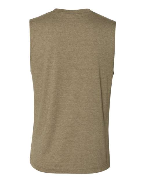 Jersey Muscle Tank - Heather Olive Back
