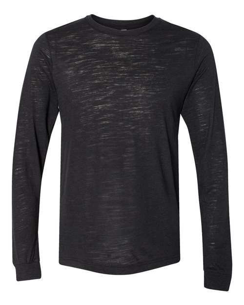 Unisex Jersey Long Sleeve Tee - Solid Black Slub Front