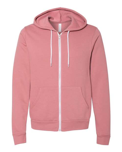 Unisex Sponge Fleece Full-Zip Hoodie Sweatshirt - Mauve Front