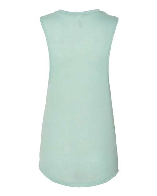 Women's Flowy Scoop Muscle Tank - Dusty Blue Back