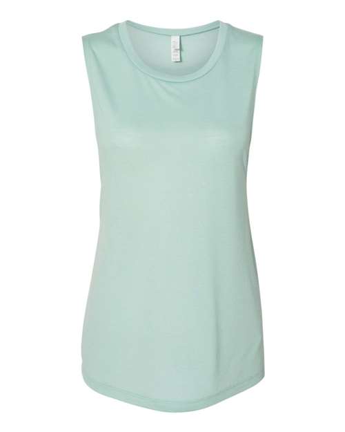 Women's Flowy Scoop Muscle Tank - Dusty Blue Front