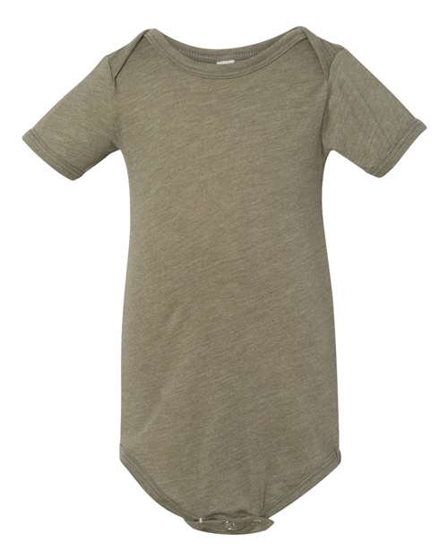 Infant Triblend One Piece - Olive Triblend Front