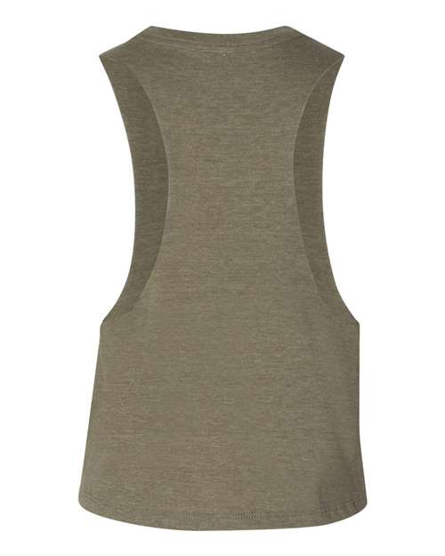 Women's Racerback Crop Tank - Heather Olive Back