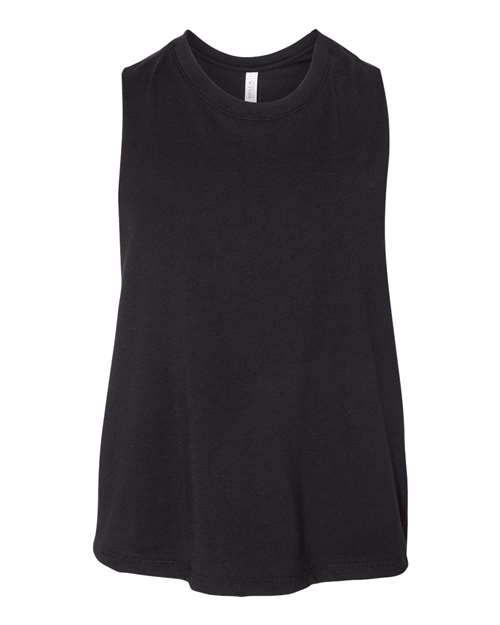 Women's Racerback Crop Tank - Solid Black Blend Front