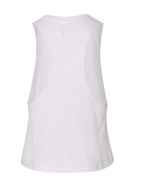 Women's Racerback Crop Tank - Solid White Blend Back