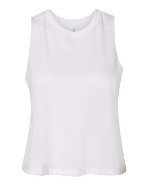 Women's Racerback Crop Tank - Solid White Blend Front