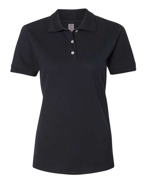 Women's 100% Ring-Spun Cotton Piqué Polo - Black Front