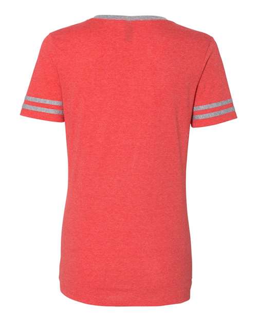 Women's Varsity Triblend V-Neck T-Shirt - Fiery Red Heather/ Oxford Back