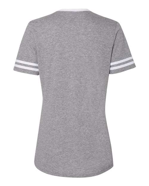 Women's Varsity Triblend V-Neck T-Shirt - Oxford/ White Back